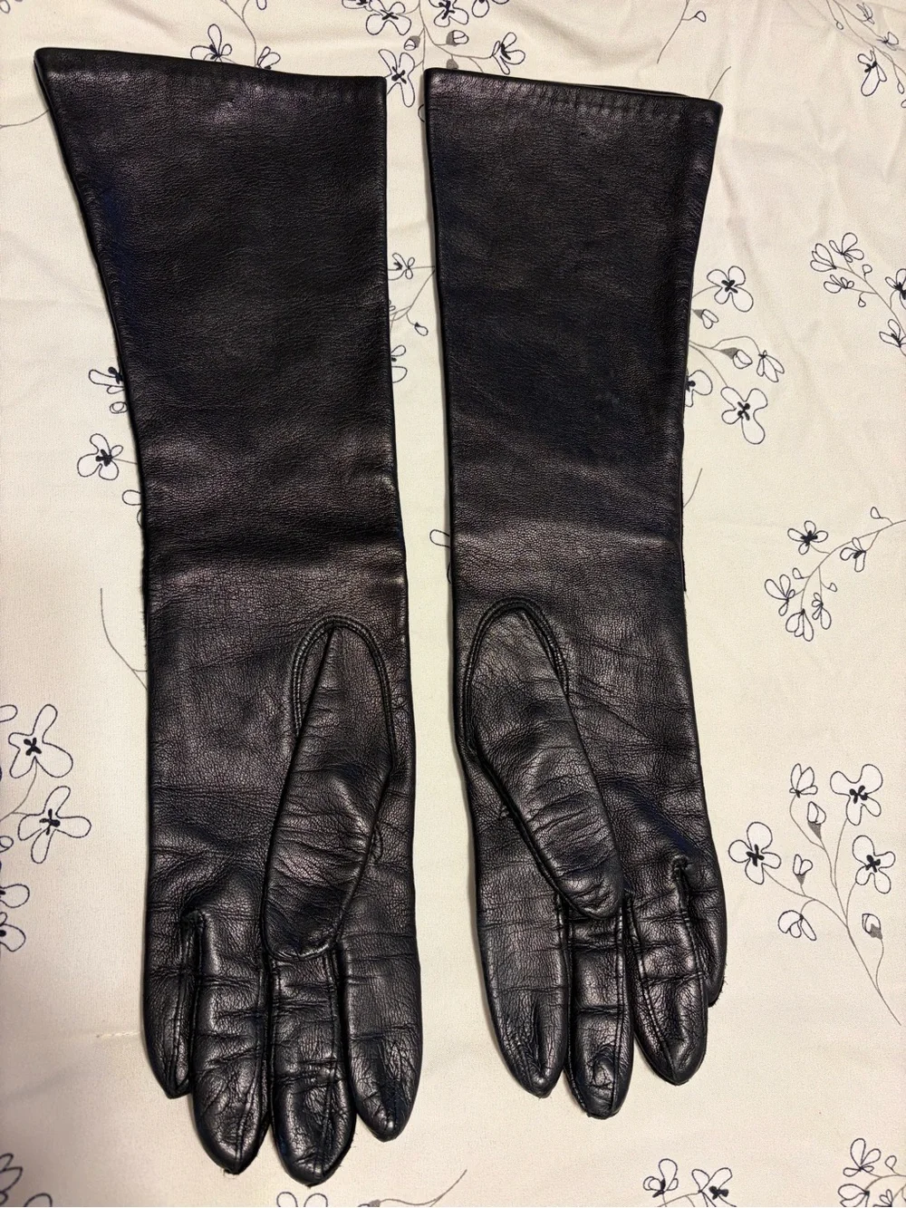 Long Black Leather Gloves Made in Italy 6.5